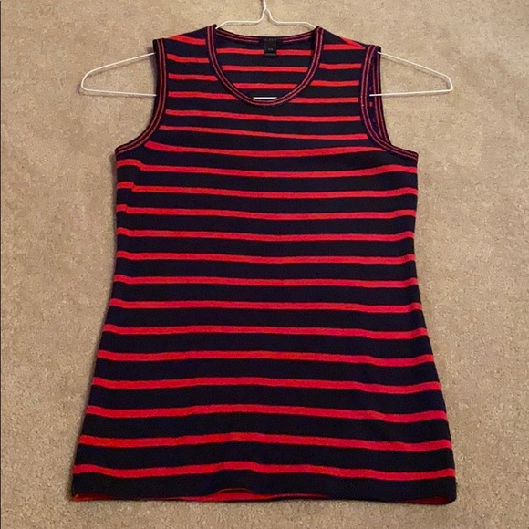 J Crew navy and red striped tank top - Picture 1 of 4